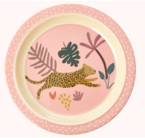 Assiette plate rose Guépard en mélamine, Rice