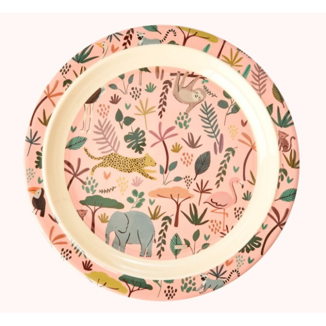 Assiette plate rose Jungle en mélamine, Rice