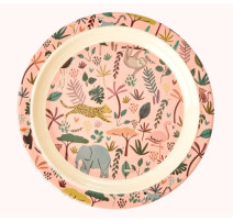 Assiette plate rose Jungle en mélamine, Rice