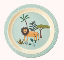Assiette plate bleu Lion en mélamine, Rice