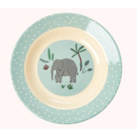 Assiette creuse bleu Eléphant en mélamine, Rice