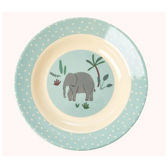 Assiette creuse bleu Eléphant en mélamine, Rice