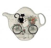 Repose sachet thé en mélamine Bug Art Chat vélo, Kiub