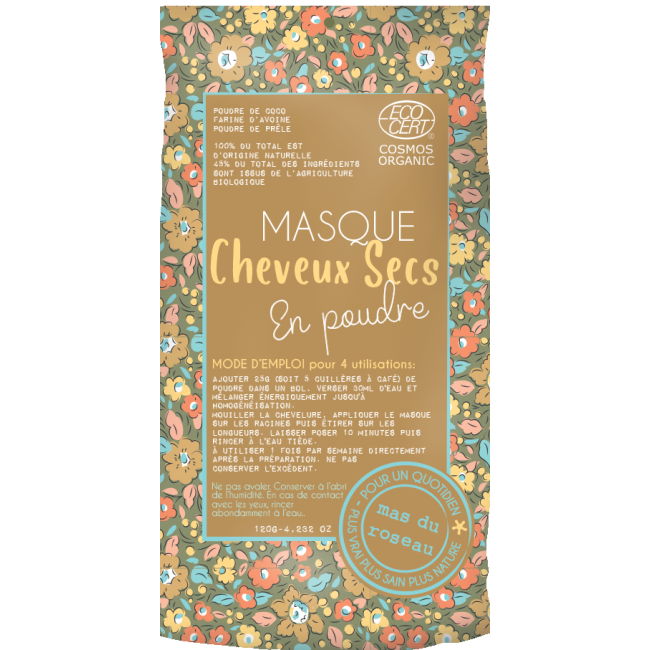 Masque Cheveux secs en poudre, mas du roseau