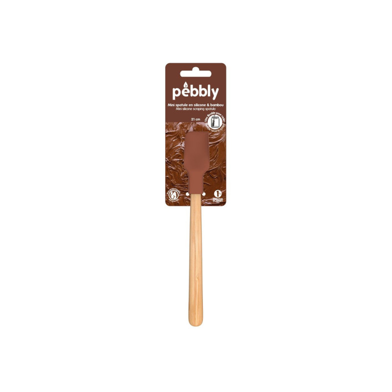 mini spatule chocolat en bambou et silicone, pebbly - pebbly