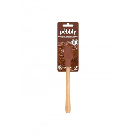 Mini spatule Chocolat en bambou et silicone, Pebbly