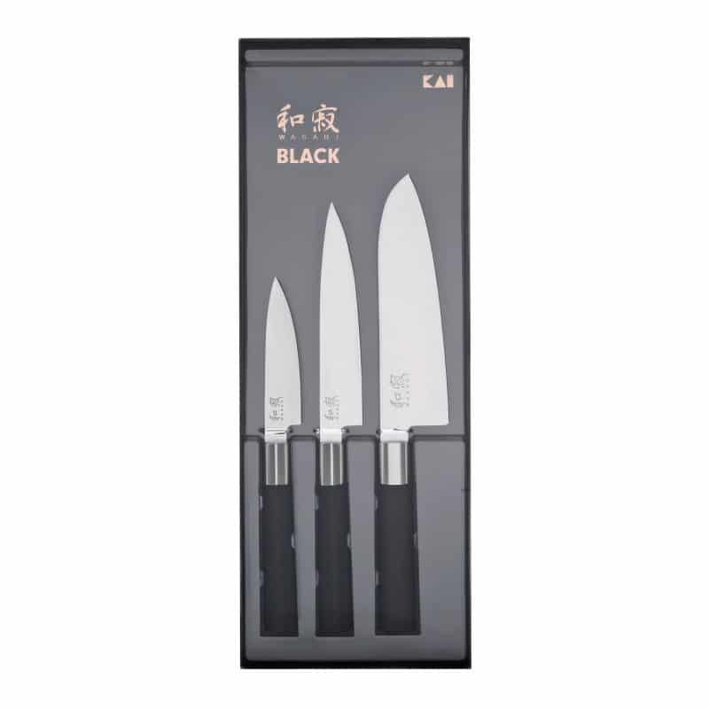 Coffret 3 couteaux Wasabi black, Kai