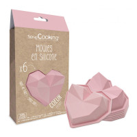 6 moules silicone individuels Coeur Diamant, ScrapCooking