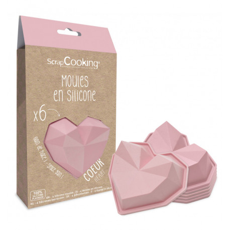 6 moules silicone individuels Coeur Diamant, ScrapCooking