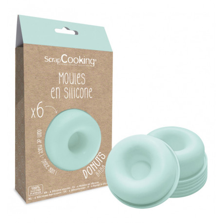 6 moules silicone individuels Donuts, ScrapCooking