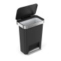 Poubelle rectangulaire à pédale en plastique 45 L, simplehuman