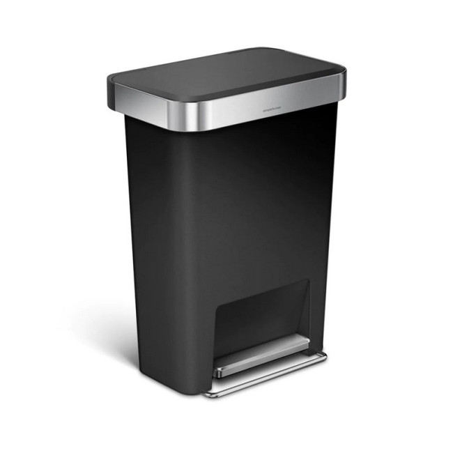 Poubelle rectangulaire à pédale en plastique 45 L, simplehuman