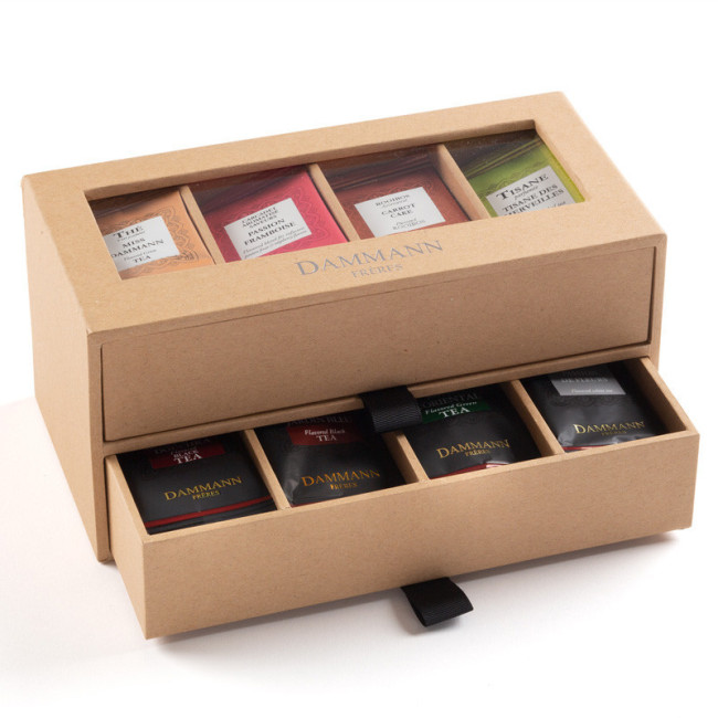Coffret thé 7/7 Kraft 2 tiroirs garni de 56 sachets, Dammann Frères