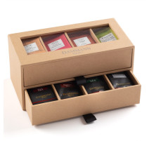 Coffret thé 7/7 Kraft 2 tiroirs garni de 56 sachets, Dammann Frères