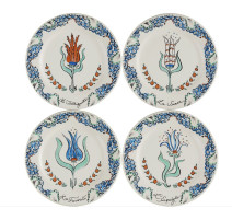 Coffret de 4 assiettes à dessert collection "La Favorite", Faïencerie de Gien