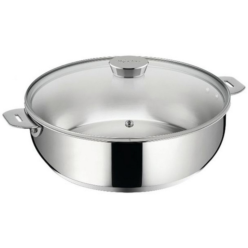 sauteuse inox avec couvercle salvaspazio+, lagostina 24 cm - lagostina