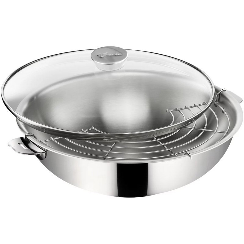 LAGOSTINA - Wok inox avec couvercle Salvaspazio+, Lagostina - LAGOSTINA