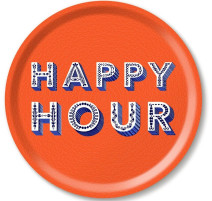 Plateau apéritif rond orange "Happy Hour", Jamida
