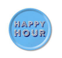Plateau apéritif rond bleu "Happy Hour", Jamida