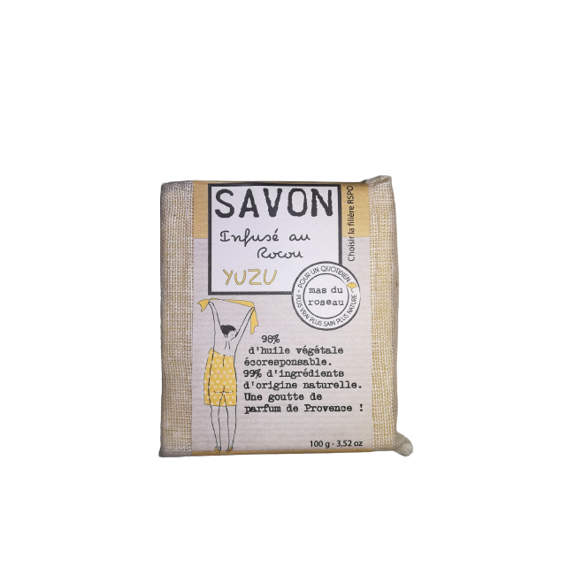 Savon parfumé coloré Yuzu, mas du roseau
