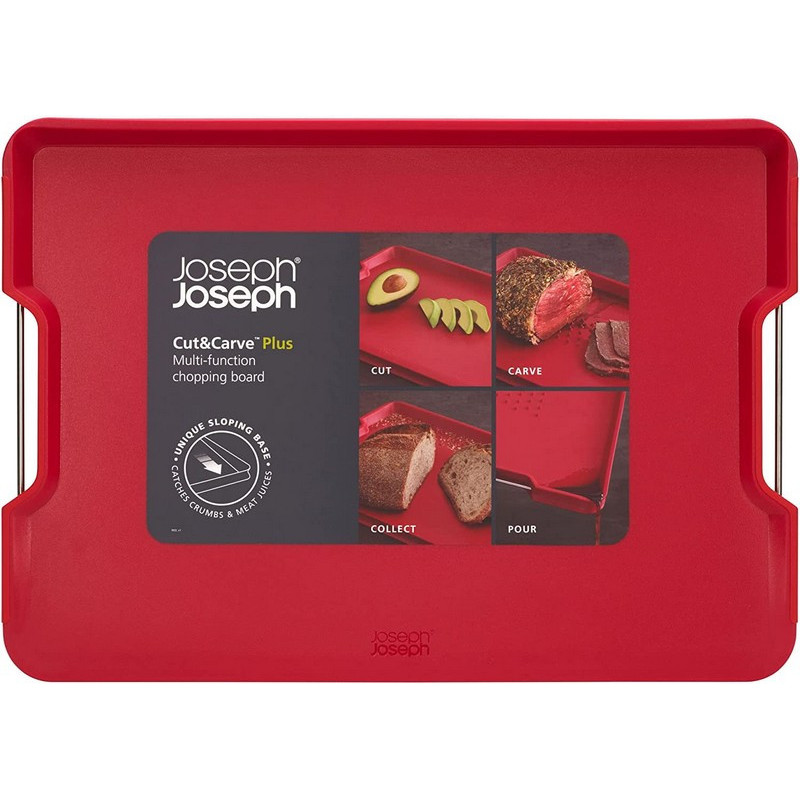 Joseph Joseph - Planche à découper Rouge Cut&Carve™ Plus, Joseph Joseph XL - JOSEPH JOSEPH