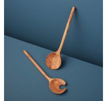 Couverts à salade en bois d'olivier forme croissant, Be Home