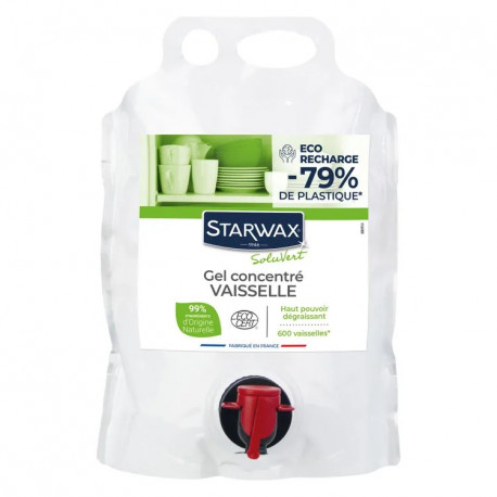 eco recharge gel concentré vaisselle soluvert, starwax - starwax