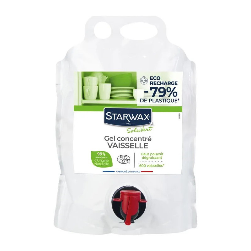 eco recharge gel concentré vaisselle soluvert, starwax - starwax