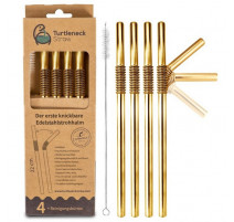 Set de 4 pailles flexibles or, Turtleneck® Straw