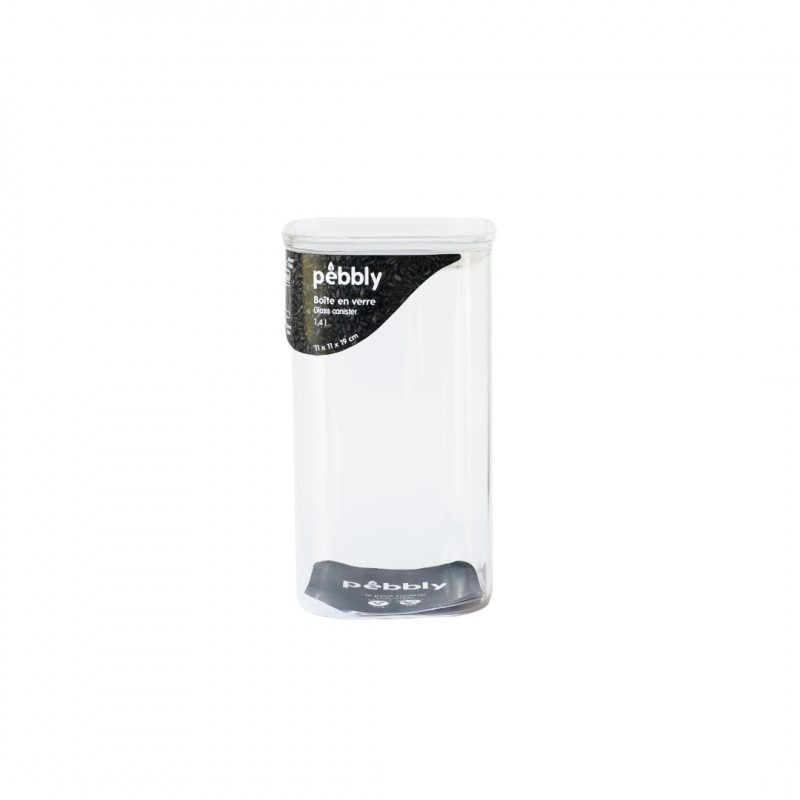 Pebbly - Boite de conservation carrée en verre, pebbly 1.4 L - PEBBLY