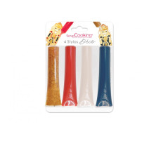 4 stylos déco Bleu, Rouge, Doré, Blanc, ScrapCooking