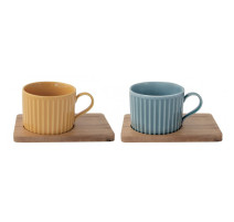 Coffret 2 tasses à café 25 cl Jaune/Bleu Take a break, Easy Life