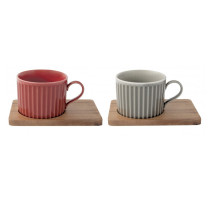Coffret 2 tasses à café 25 cl Rouge/Taupe Take a break, Easy Life