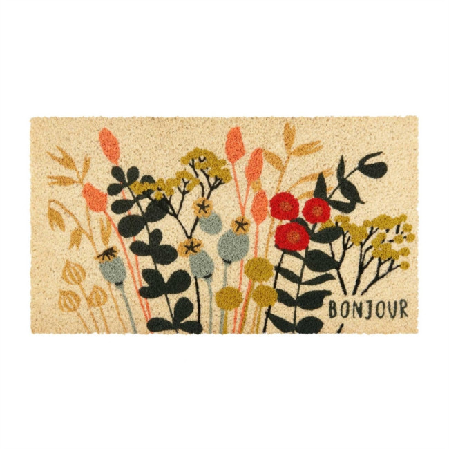 Paillasson coco/pvc  Bonjour Fleurs, Derrière la porte