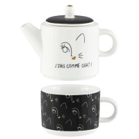 Théière Solitaire J'suis comme chat, Derrière la porte