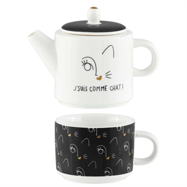 Théière Solitaire J'suis comme chat, Derrière la porte