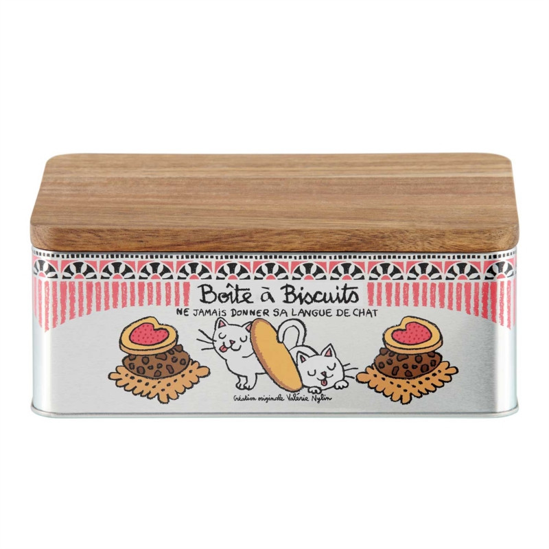DERRIERE LA PORTE - Boîte à biscuits couvercle bois Langue de chat, Derrière la Porte - DERRIERE LA PORTE