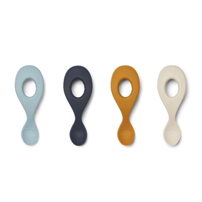 Liewood - Set de 4 cuillères en silicone Liva, Liewood Sea Blue - Liewood