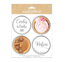 4 Cercles à tarte individuels perforés 8 cm Ronds, Scrapcooking