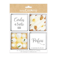 4 Cercles à tarte individuels perforés 8 cm Carré, Scrapcooking
