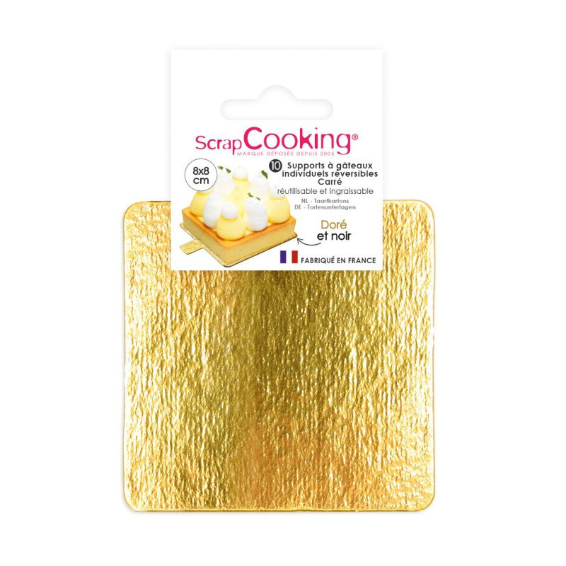 Scrapcooking - 10 supports gâteaux individuels carrés or/noir 8 cm, Scrapcooking - ScrapCooking