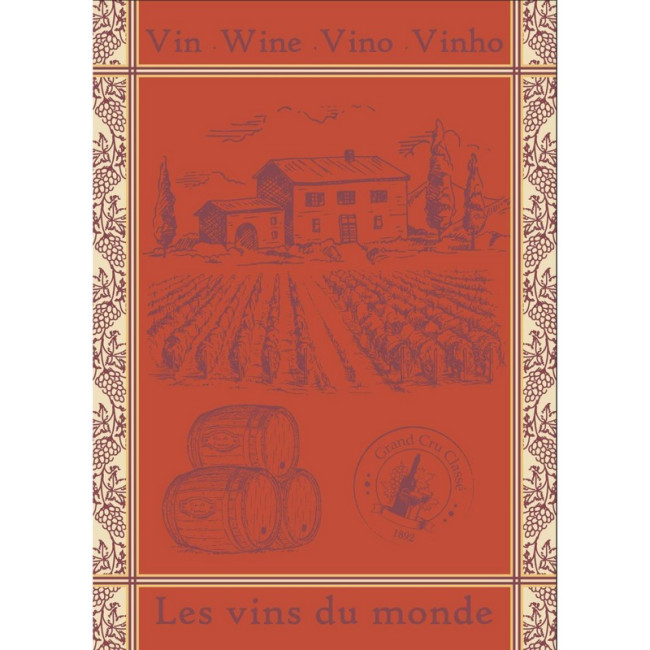 Torchon Vin du Monde 50 x 70 cm, Sud Etoffe