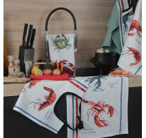 Lot de 3 torchons Fruits de Mer 50 x 70 cm, Sud Etoffe