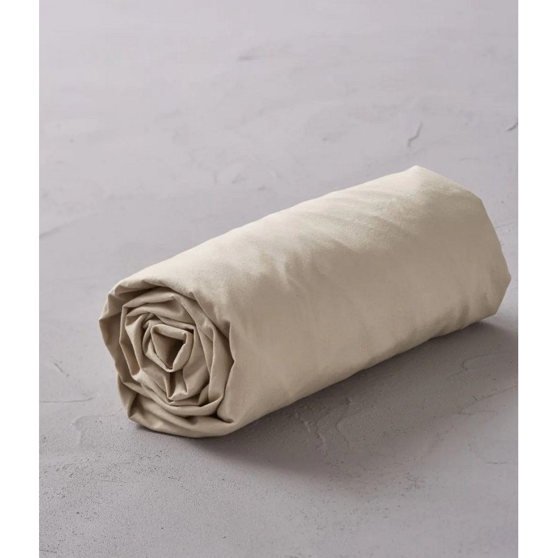 drap housse beige épeautre, sylvie thiriez 140 x 190 cm - sylvie thiriez