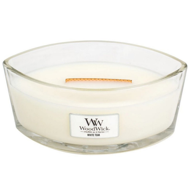 Bougie parfumée Ellipse Teck Blanc, Woodwick
