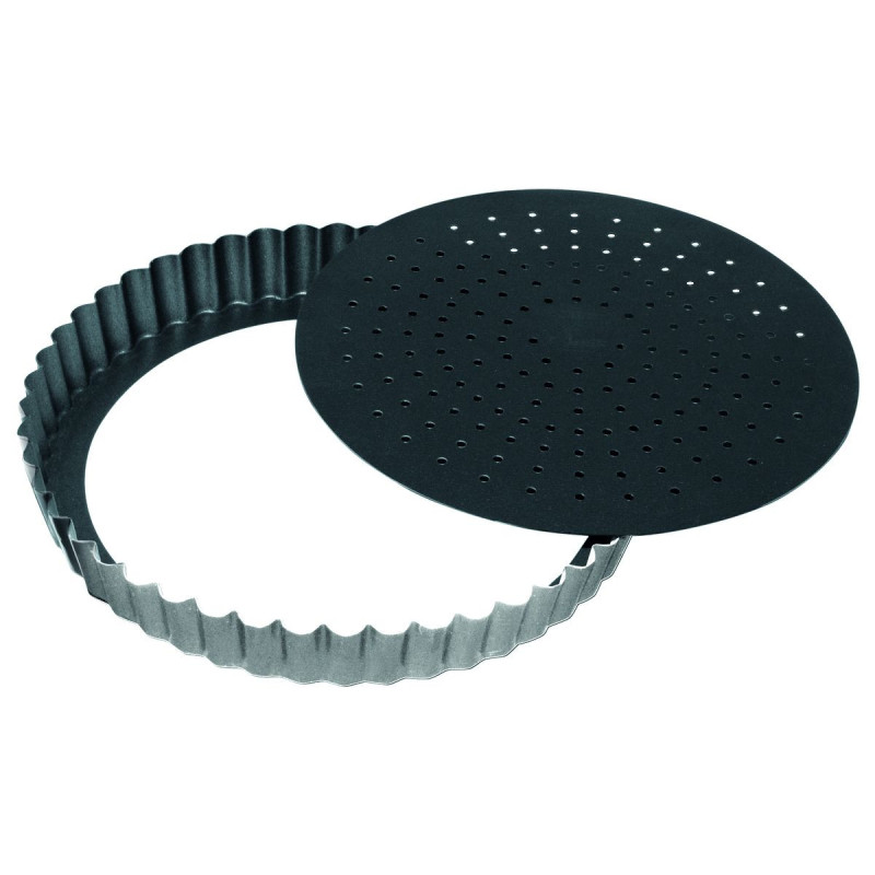 GOBEL - Moule à tarte cannelé perforé antiadhérent Obsidian, Gobel 24 cm - GOBEL