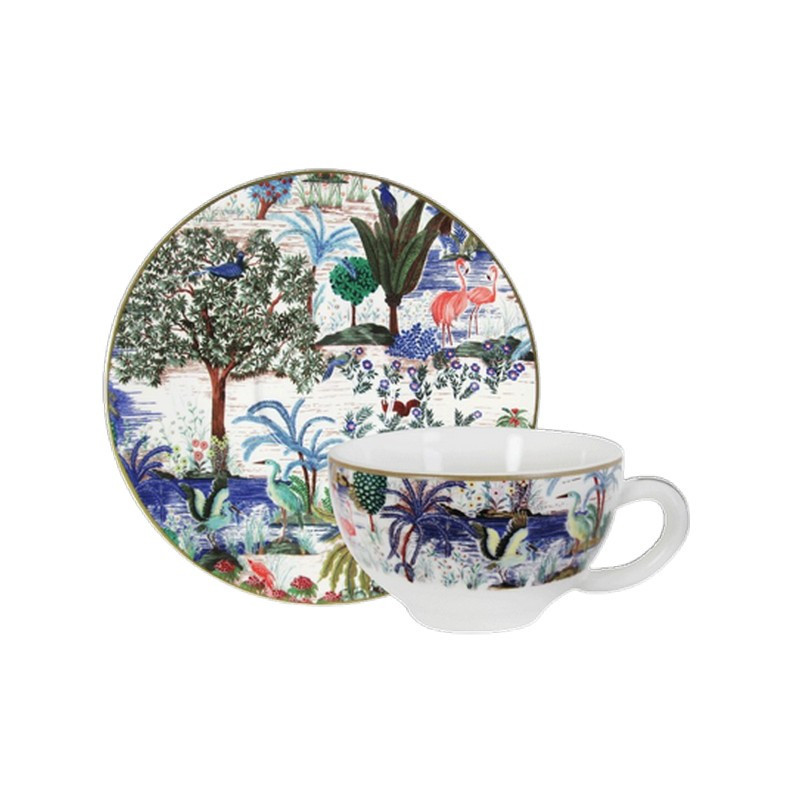 coffret 2 tasses 26 cl jardin du palais, faïencerie de gien - gien france