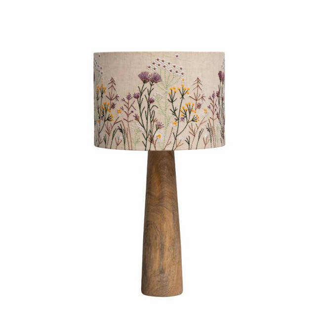 Lampe et abat-jour brodé Wildflower, Chehoma