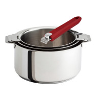 Set de 3 casseroles Amovibles + 1 poignée framboise Mutine, Cristel