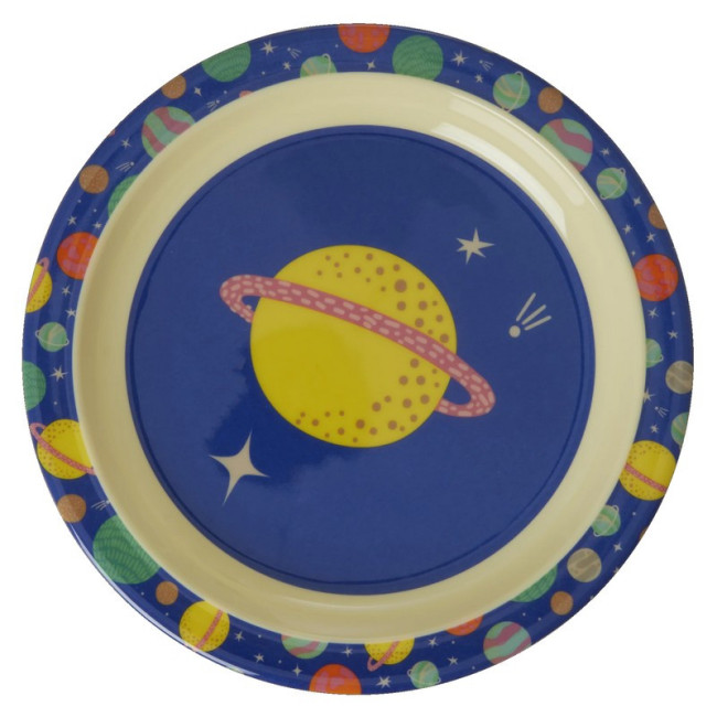 Assiette Plate Bleu Galaxy Print en mélamine, Rice